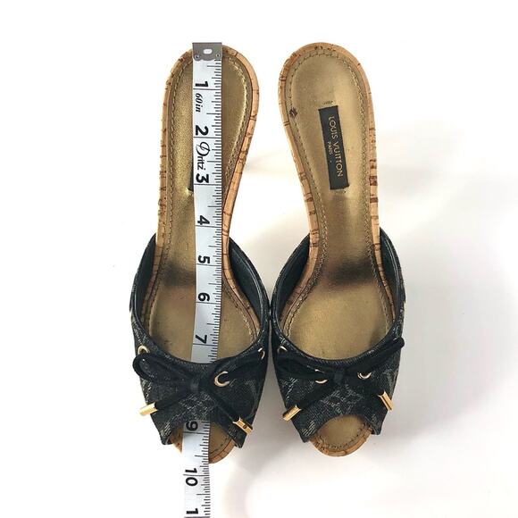 Louis Vuitton Retro Vintage Monogram Bow Denim Slides Mules Sandals 36.5 - Picture 11 of 11
